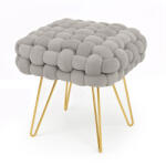 AKORD Furniture Factory AKORD DOTTY Pufa Welur Jasny Szary Pleciona Tapicerka (AKO-PUDOT-LG)