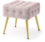 AKORD Furniture Factory AKORD QUADRA Tapicerowana Pufa Welur Pudrowy Róż Pikowana Złote Nogi (AKO-PUQUADRA-PP)