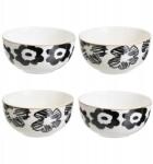 HowHomely Pansy porcelán tál szett, 4×700ml, fehér-fekete, vintage (HH-805853)