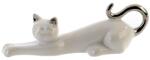  Fehér kerámia macska szobor, ezüst fülekkel és farokkal, mérete 20x8cm Milly
