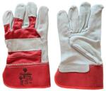  Védőkesztyű, marhahasítékbőr, 10-es méret, 12 pár, piros/fehér (SF0161) - molnarpapir