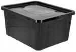  Műanyag tároló doboz, 20L, fekete, 40×33×20cm, fedéllel (APO17099CZ)