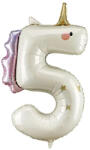 Partydeco Számos lufi 34" 86cm óriás Unikornis fólia szám, számjegy 5-ös (LUFI777159)
