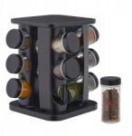 Relaxdays forgó fűszertartó, 12 tégelyes, rozsdamentes acél, 22×20×20cm (10043745)