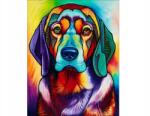ChRLD Vászonkép Festmény, 40×50cm, kutya, színes, kerettel, ecsetekkel (A341-OBRAZ)