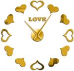  Ceas de perete 3D Auriu Love Hearts DIY WZ2447 (WZ2447)