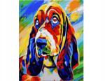 ChRLD Vászonkép Festmény Számokkal Keret 40×50cm Basset Hound Kutya Színes (LW2505)