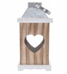 Trend-Deco fa lampion, gyertyatartó, 30cm, fa, műanyag, fém, teraszra (TD00273)