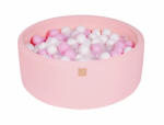 MeowBaby Piscina uscata cu 200 de bile (Alb, Transparent, Roz Pastel) MeowBaby 90x30 cm Roz (MEO046)