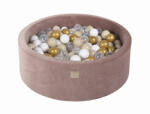 MeowBaby Piscina uscata cu 200 de bile (gold, bej, alb, transparent) MeowBaby 90x30 cm Catifea Bej (VEO076)
