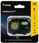 Technik H17 tölthető, 250 lumenes fejlámpa + micro USB IP67 MT-H17 szín: fekete, Ruhaméret: -