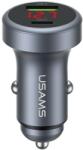 USAMS CC327 45W autós töltő USB-A USB-C alumínium fakó