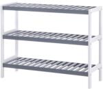 SONGMICS Raft pentru pantofi din bambus, 3 niveluri, alb-gri, 70x26x (LBS03WG) Raft