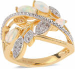  Arannyal Bevont Ezüst Gyűrű Etiópiai Opállal és Fehér Topázzal, ROS713/57