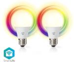 Nedis WIFILRC20E27 - Комплект от 2 бр. димируеми LED крушки RGBW E27/9W Wi-Fi 2700-6500K (NE0568)