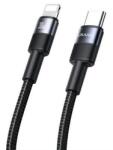 USAMS adatkábel, type-c - lightning, 30w, pd gyorstöltő, 120cm, cipőfűző, fekete (SJ729USBSG01)