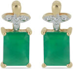  Arannyal Bevont Ezüst Fülbevaló Brazil Smaragddal és Fehér Gyémánttal, Y54152