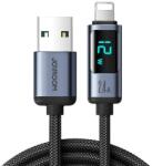 JOYROOM adatkábel, usb - lightning, 2.4a, pd gyorstöltő, 120cm, led kijelző, fekete, kompatibilis: Apple IPAD 2 / iPhone 5 / iPhone 5S (S-AL012A16_BLK)