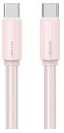 USAMS yu adatkábel, type-c - type-c, 60w, gyorstöltő, 100cm, rózsaszín (SJ734USB04)