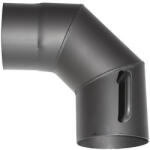 V. A. P. K Füstcső könyök, V. A. P. K. HS. K 090/120/1, 5, fekete, 120 mm / 90°, pillangószeleppel, lemezvastagság: 1, 5 mm (TC221840)