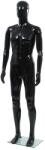vidaXL fényes fekete, egész alakos férfi próbababa üvegtalppal 185 cm (142927)