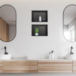 BALNEO WALL-BOX ONE süllyesztett inox polc 30x20x10 cm peremmel, matt fekete B0101020410-1 (B0101020410-1)