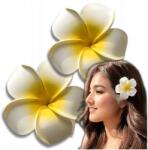 EdiBazzar Hawaii virágos hajcsat szett, 2db, fehér, 7cm, boho stílus (Zestaw 2 spinek kwiat hawajski biały lotos)