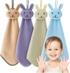 MAKOIA 4 Db-os Gyerek Kéztörlő Szett, 30×30cm, mikroszálas (ręczniki dla dziecka z zawieszką króliczki)