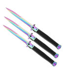 Depox Set trei bricege tip Stiletto, DEPOX®, multicolor, deschidere manuala, lungime 33 cm, lama metalica (0150)
