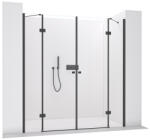Cerano - 2-szárnyú zuhanyajtó Marino B/J - 6 mm - matt fekete, átlátszó üveg - 238(119+119)x190 cm