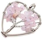 R. M. ékszer Életfa medál drótos szív Rózsakvarc 3cm (022214)