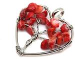 R. M. ékszer Életfa medál drótos szív Korall 3cm (022212)