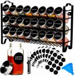  Fűszertartó Állvány, 24 üveg tégely, fém állvány, matricák, 120ml (pojemniki na przyprawy ze stojakiem)