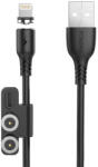 FONENG Cablu pentru incarcare si transfer de date 3in1 Foneng X62, USB la Micro-USB/USB/Lightning, 12W, 5A, 1 m, Negru (X62-3-in-1-/-Black)