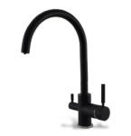 MAXISHOP Italia Collection Baterie Bucutarie cu 3 cai pentru apa purificata, negru mat , Baterie pentru filtru purificator de apa (10003025-NEOP)