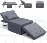 FLEXISPOT 4 az 1-ben összecsukható kanapéágy, szürke- egyszemélyes fotelágy, összecsukható puffal, 6 fokozatban állítható háttámlával és párnáva (XC-TG1)