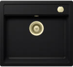 SCHOCK Schock Mono N-100 konyhai mosogatótálca 570 x 510 mm Cristadur Puro, intenzív fekete és szűrőkosár, távműködtető gomb, túlfolyó takaró és Schock Talia konyhai csaptelep kihúzható fejjel White Gold (SE