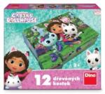 Dino Cuburi de licență din lemn Gabby's Dollhouse - 12 cuburi (DN641488)