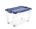 Tontarelli Tároló doboz 4UP fedéllel és kerekekkel, 60 l, átlátszó/kék