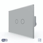 LIVOLO Intrerupator Dublu Cap Scara / Cruce Wi-Fi cu Touch LIVOLO standard Italian Gri (VL-FC2SNY-2G-3I)