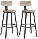 VASAGLE Bárszékek, konyhai székek 2 db-os szett, szürkés bézs és fekete (LBC026B02V1) - pepita