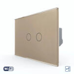 LIVOLO Intrerupator Dublu Cap Scara / Cruce Wi-Fi cu Touch LIVOLO standard Italian Auriu (VL-FC2SNY-2G-3A)