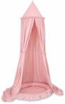  Szett: függő pamut baldachin gyerekszobába és fodros fodros fészek - poros rózsaszín