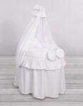  Babakocsi - Mózeskosár babáknak baldachinnal - fehér és hímzett csipke