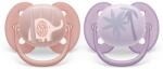 Philips Залъгалки Philips Avent - Ultra Soft, с декорация Слонче и Палми с кутия за стерилизиране, 0-6 m, 2 броя (00A.0515.014)