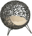  Rattan macskaház párnákkal, szürke, 52 x 58 cm (D30-245SR)