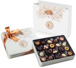  Exclusive White& Bronze fémdobozos kézműves praliné válogatás táskával Belga Csokoládéból 250g
