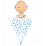  Kisfiú léggömb csokor, 1 baba fólia lufi, 6 latex lufi, súlyok, 30cm, héliummal
