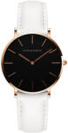 Hannah Martin Ceas de dama Hannah Martin Casual Quartz Curea din piele Alb Negru Ceas