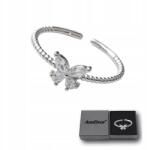 Ann Eivor Női Gyűrű, ezüst, vékony, állítható, 925, pillangó, gyémánt strassz (Pierścionek Srebrny Motylek Kryształki)